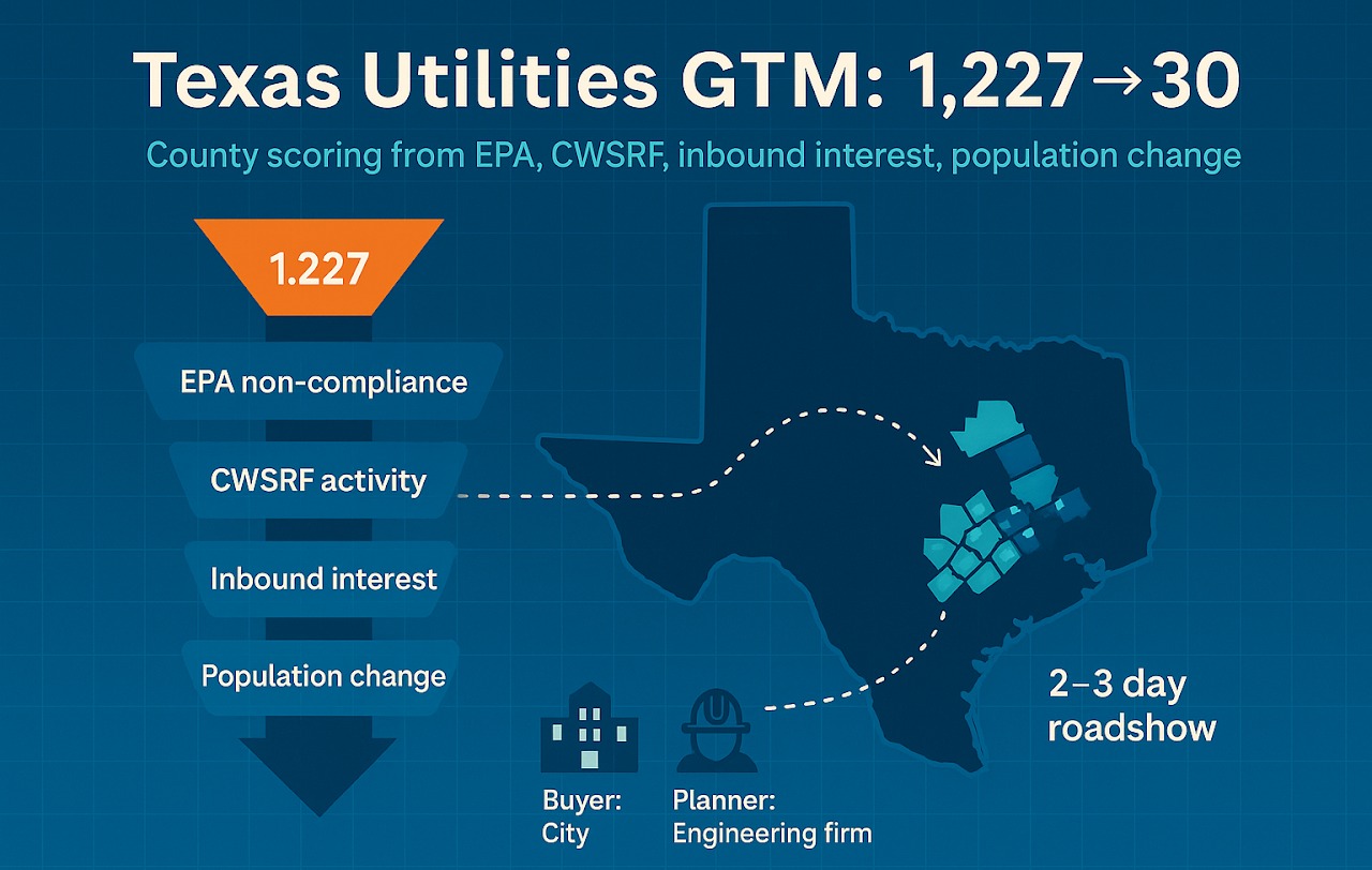 From 1,227 city leads to 30 laser-targeted Texas counties cover